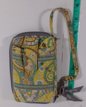 VERA BRADLEY grey and yellow WRISTLET WALLET CELL PHONE HOLDER PREOWNED - £7.88 GBP