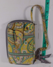 VERA BRADLEY grey and yellow WRISTLET WALLET CELL PHONE HOLDER PREOWNED - £7.84 GBP