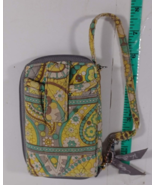 VERA BRADLEY grey and yellow WRISTLET WALLET CELL PHONE HOLDER PREOWNED - £7.84 GBP