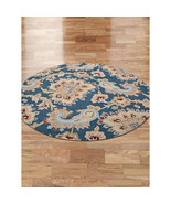 Glitzy Rugs 8 x 8 ft. Hand Tufted Wool Floral Round Area Rug Blue - €265,94 EUR