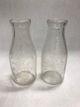 2 Dairy glass bottles Vintage Embossed Bowman Dairy Pint property of Bowman - £49.05 GBP