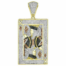 14k Yellow Gold Plated Silver 1.25Ct Simulated Diamond Royal King Card Pendant - £94.47 GBP