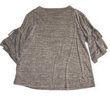 Loft Womens Heathered Gray Ruffle Half Sleeve Top Blouse, Size Small - £11.15 GBP