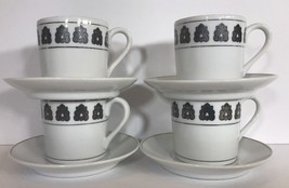 Georg Jensen 4 Espresso Cups & Saucers Demitasse Porcelain Set - £54.75 GBP