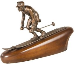 Sculpture MOUNTAIN Lodge Down Hill Skier Winter Olympian Skiing Resin Hand-Cast - £203.66 GBP