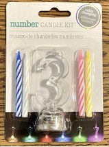 Birthday Party Numbers LED Light-Up Candle Holder With 4 Wax Candles #3 - £1.99 GBP