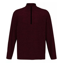 PGA TOUR Mens Moisture-Wicking Textured Fleece 1/4-Zip Sweater Maroon Ht... - $29.99