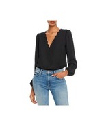Aqua Womens XS Black Scalloped Surplice Neckline Long Sleeve Bodysuit NW... - €25,52 EUR