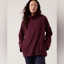 Athleta Cozy Karma Funnel Neck Sweatshirt Fleece Burgundy Pullover Top, ... - $478.95 MXN