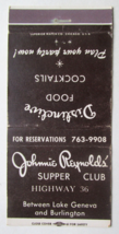 Johnnie Reynold's Supper Club - Wisconsin Restaurant 30 Strike Matchbook Cover - $1.75