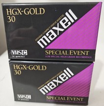 Maxell Camcorder Video Tapes VHS-C TC-30 HGX Gold High Grade 2 Pack - £11.19 GBP