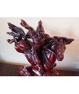 Warrior On Horse Chinese Red Resin Sculpture 9 x 9 x 2&quot; Art Decor Excell... - $22.00