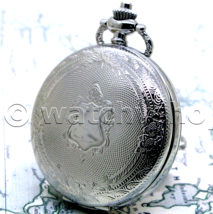 Pocket Watch SilverColor for Men 42 mm Arabic Numbers Dial with Fob Chai... - $19.99
