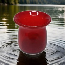 Vintage Ruby Red Hand Blown Glass Small Candle Holder Vase Art Glass - $199.72 MXN