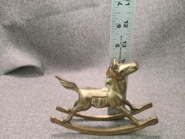Vintage Solid Brass Rocking Horse Metal Figurine Equestrian Home Decor - £11.38 GBP