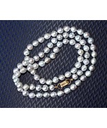 Vintage  Silver Grey Baroque Pearl Necklace with 14K Yellow Gold Fold Ov... - $1,227.95 CAD