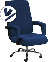 Stretchable Chair Covers for Home Office: Jacquard, Navy - $34.19+