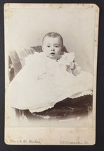 Cabinet Card Photo Adorable Baby Girl Church St. Studio Willimantic CT Dark Eyes - £11.96 GBP