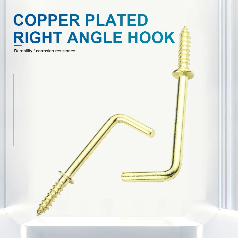 House Home 1/2&quot;~1-1/2&quot; L Shape Screw Hook Copper Plated Right Angle Hook Self Ta - £19.75 GBP