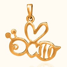 14K Yellow Gold Plated Cut-Out Honey Bumble Bee Pendant 18&quot; Chain Women Day Gift - £39.14 GBP