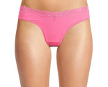 No Boundaries Women&#39;s Lace Trim Thong Panties Size MEDIUM Solid Pink - $11.64