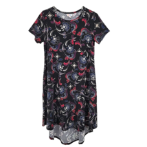 LuLaRoe Womens Carly Swing Dress Size XS Black Red Cream Blue Floral - £11.15 GBP