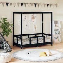 Kids Bed Frame Black 70x140 cm Solid Wood Pine - £96.66 GBP