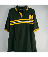 Faded Glory Polo Shirt Men&#39;s M Green with Yellow White  Stripe #84 on Chest - $7.55