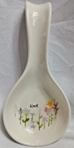 Rare Rae Dunn by Magenta Bloom Flower Ceramic Spoon Rest Kitchen Decor - £11.78 GBP