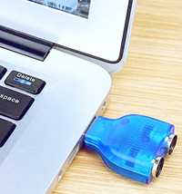 Dual PS/2 ps2 Keyboard &amp; Mouse Convert Adaptor BLUE adapter converter SANOXY - £29.81 GBP