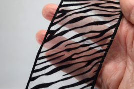 50 yards Sheer Wired Edge Ribbon Zebra Print 2 1/2&quot; Wide - £10.22 GBP