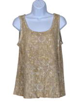 Women&#39;s White Stag Tank Top Size 12/14 Gold/Tan/White Floral - $12.99