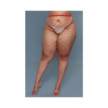 BeWicked Oversized Fishnet Pantyhose Red Queen Size - £13.54 GBP