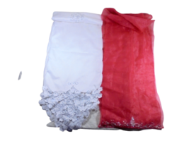 Lot of 2 Table Runners White Pink Holiday Table Decor Rectangle Rhinestones Lace - £9.85 GBP