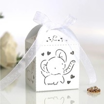 10/50/100pcs Elephant Laser Cut Carriage Favors Box Gifts Candy Boxes With Ribbo - £115.22 GBP
