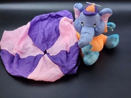  1992 Dan Dee Nylon Elephant Purple Pink Parachute Stuffed Animal Plush Toy - $29.02