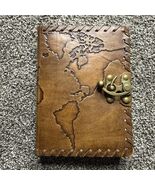 Vintage Embossed Leather Diary Sketchbook Notebook World Map 7”x5” - €21,47 EUR