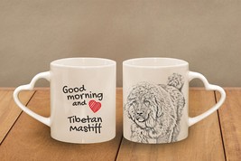 Tibetan Mastiff - mug with a dog - heart shape . &quot;Good morning and love...&quot; High - £11.38 GBP