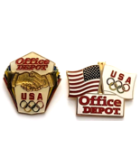 Office Depot Team USA Sponsor Pins Lot Of 2 Olympic Rings Flags Aminco V... - $27.22 CAD