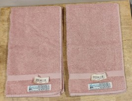 Set Of 2 Vintage Fieldcrest Teal Green Blue Hand Towels Supima Cotton Loops - £22.68 GBP