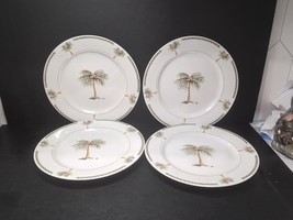 Gibson Everyday Bahama Bay Palm Trees 10 1/2 Inch Plates Nice 809 Set Of 4 - $604.28 MXN