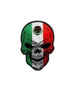 MEXICAN FLAG SKULL 3&quot; x 4.25&quot; iron on patch (5665) Biker Vest Mexico (A64) - $12.99