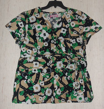 EXCELLENT koi by Kathy Peterson NOVELTY FLORAL PRINT SCRUBS TOP  SIZE XL - £19.82 GBP