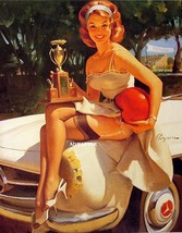 Elvgren Pinup Girl Poster 8 1/2 X 11 Print Racing Champion Photo 1965 Fast Lass! - £6.16 GBP