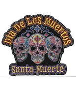 LARGE DIA DE LOS MUERTOS SANTA MUERTE SUGAR SKULLS MOTORCYCLE BIKER BACK... - $35.99