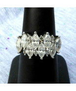 Chunky QVC large clear marquise zigzag stone 925 sterling silver Ring 6 ... - £23.25 GBP