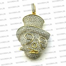 2Ct Round Cut Natural Moissanite Skull Men&#39;s Pendant 925 Sterling Silver - £269.05 GBP