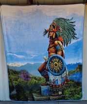 Aztec Emperor Ruler Cuauhtemoc Warrior Mexico Queen Size Blanket Bedspread - $60.26