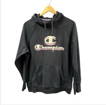 Champion Hoodie Sweatshirt Women Large Black Spellout Logo Athleisure Pullover - £16.95 GBP