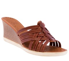 Womens Authentic Mexican Platform Huarache Leather Sandals Slip On Cognac #205 - £27.93 GBP